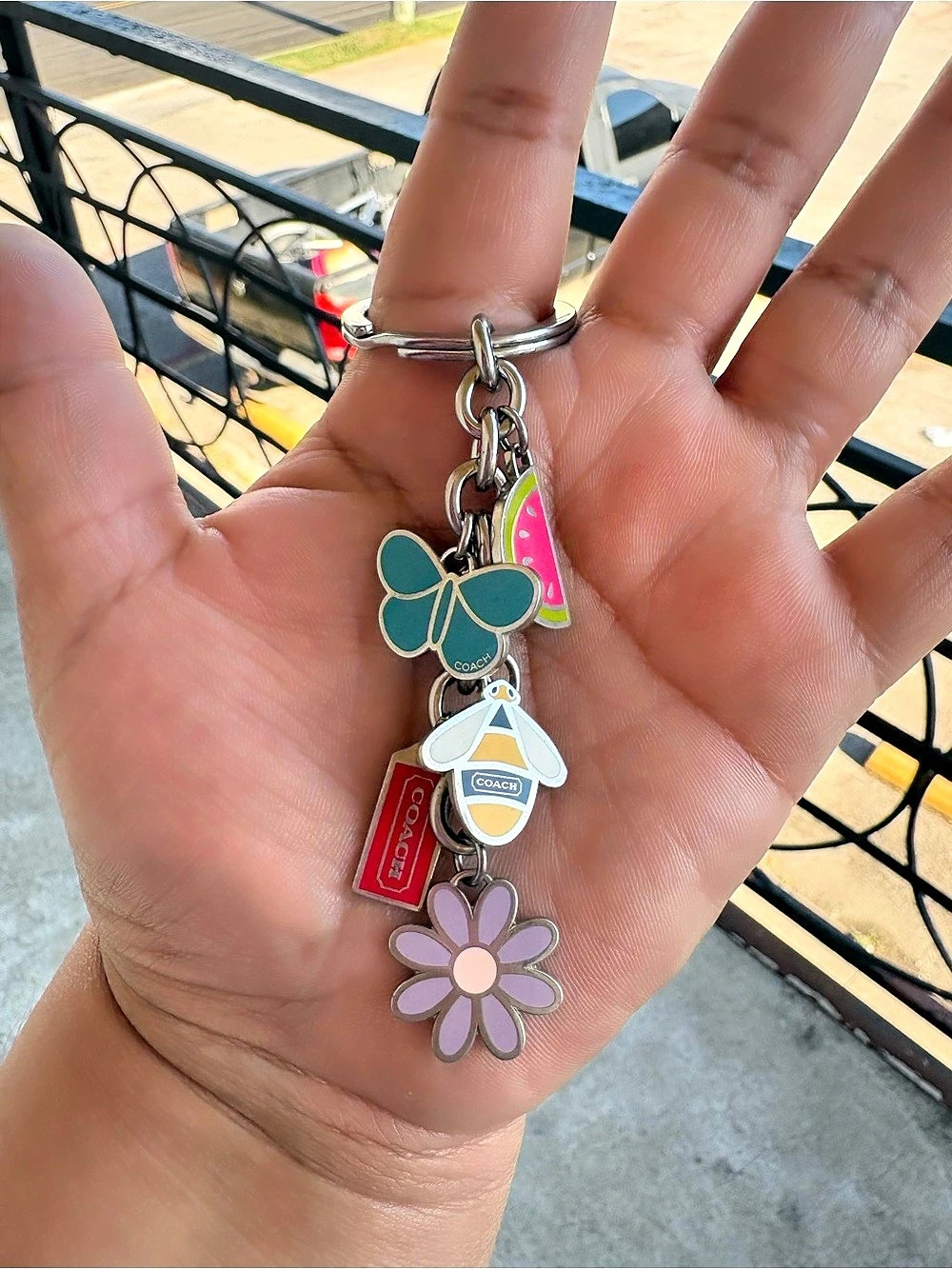 Coach Enamel Bee Butterfly Watermelon Daisy Flower Bag Charm Keychain